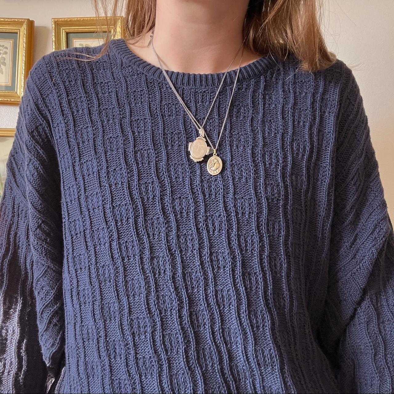 Vintage slouchy blue wave knit sweater (M/L)