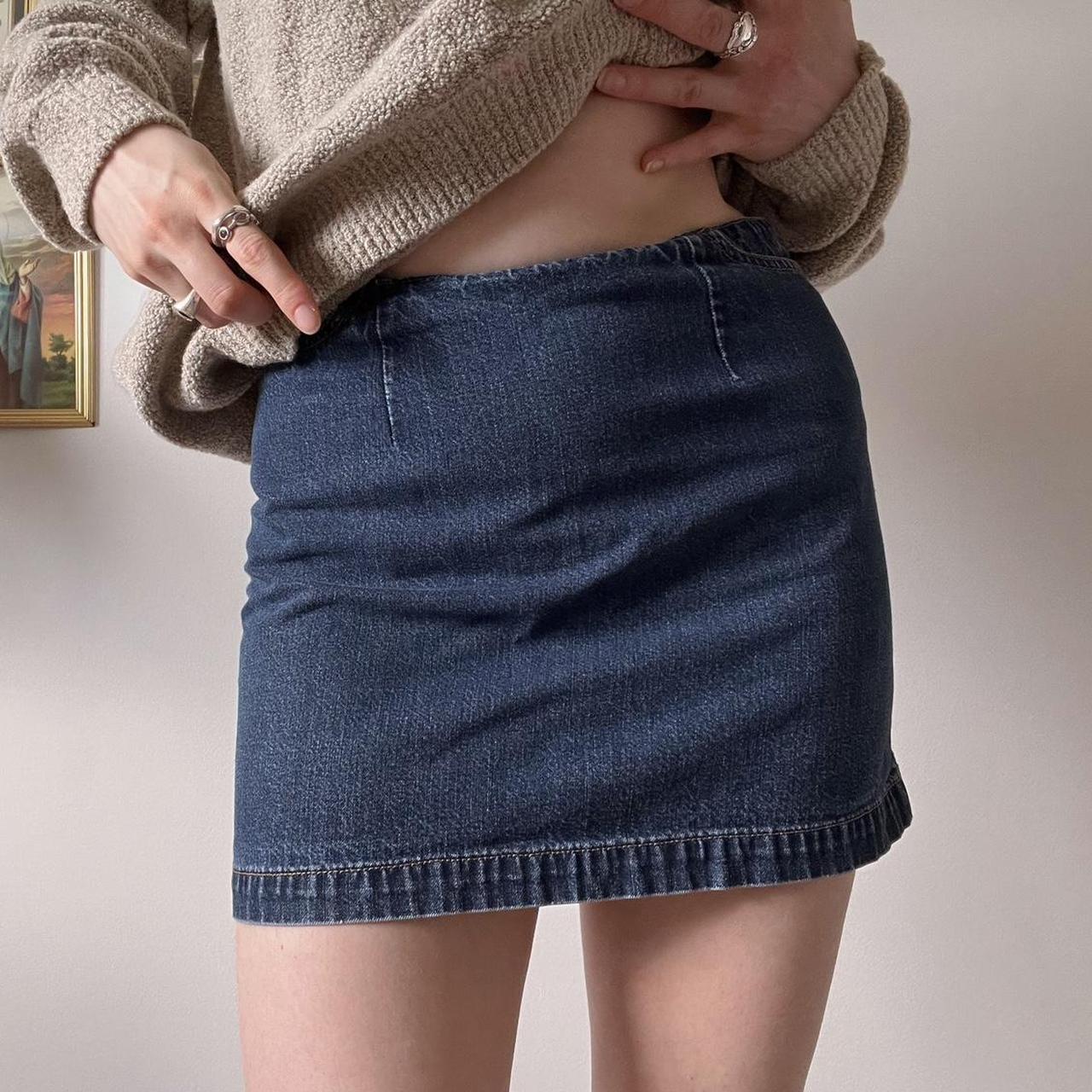 Dark denim mini skirt (S)