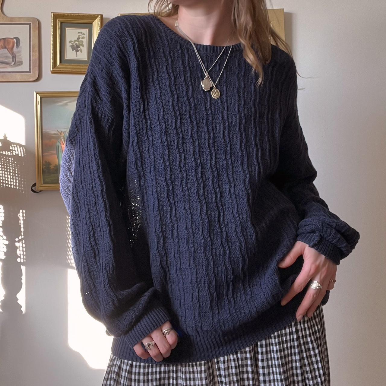 Vintage slouchy blue wave knit sweater (M/L)