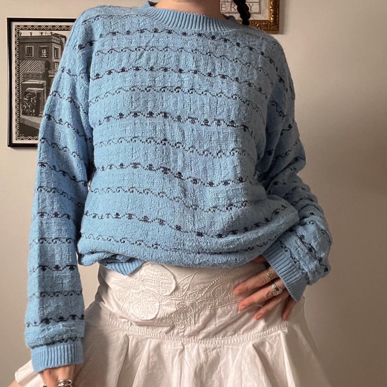 Vintage bluebird striped sweater (L)