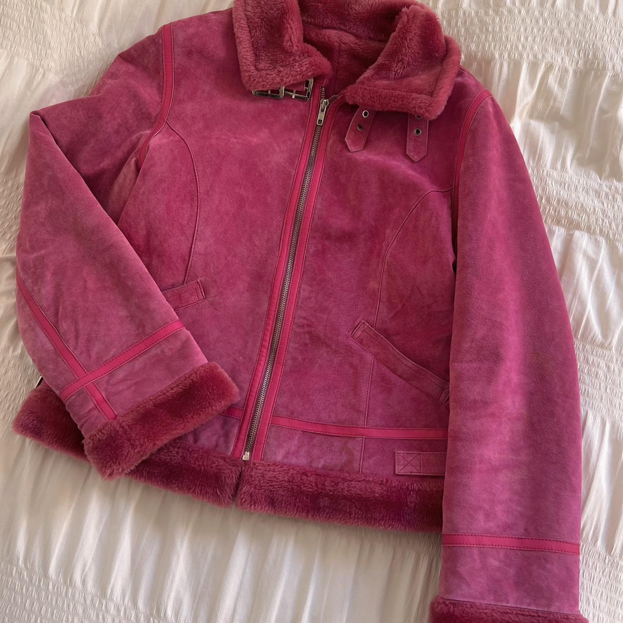 Pink suede leather jacket (M)