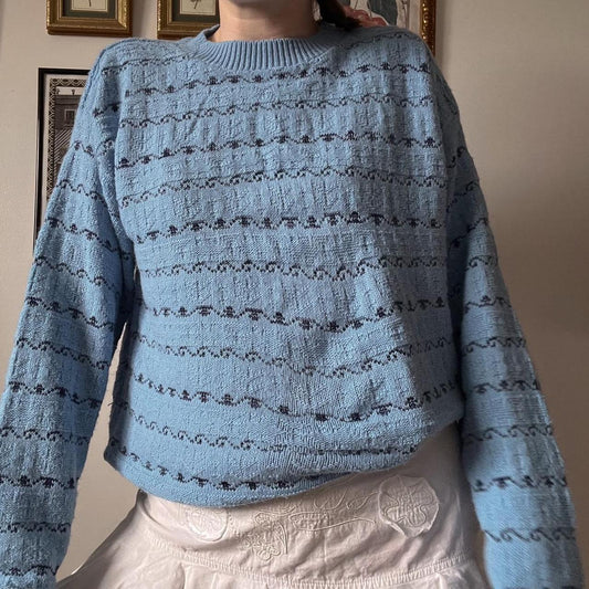 Vintage bluebird striped sweater (L)