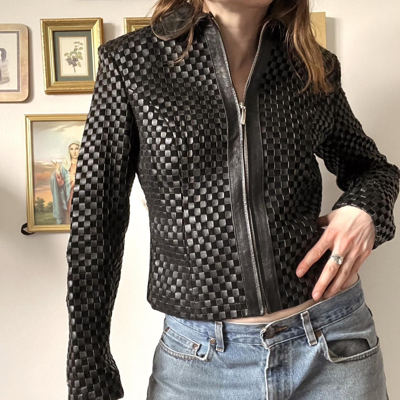 Checkered leather jacket (XS/S)