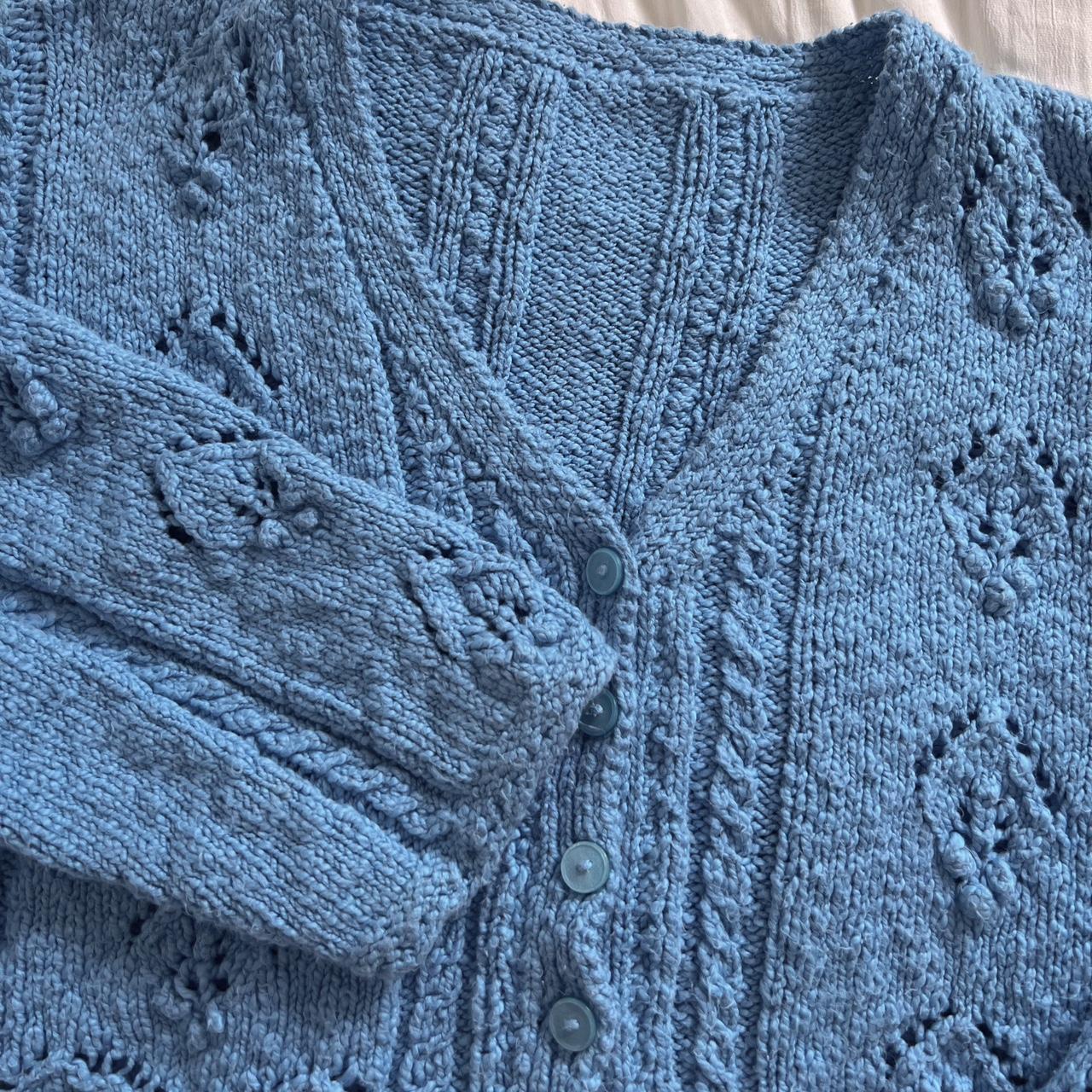 Cloud blue chunky knit cardigan (M)