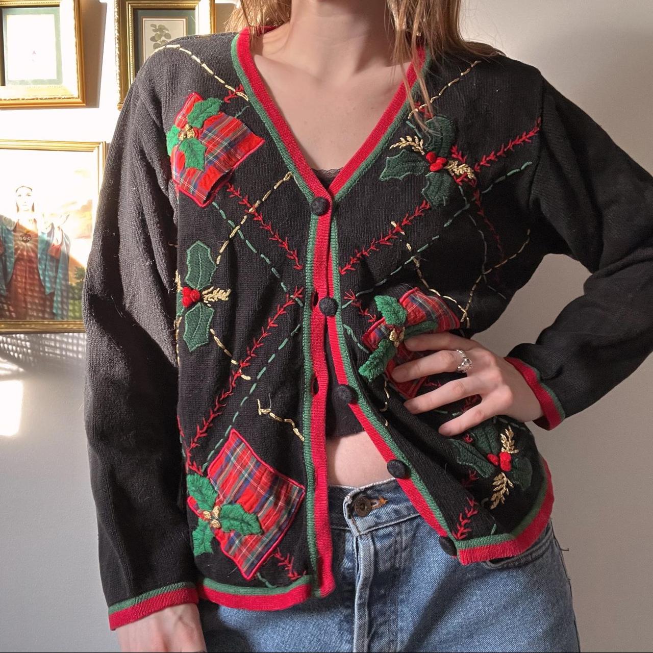 Cottagecore Christmas knit cardigan (M)