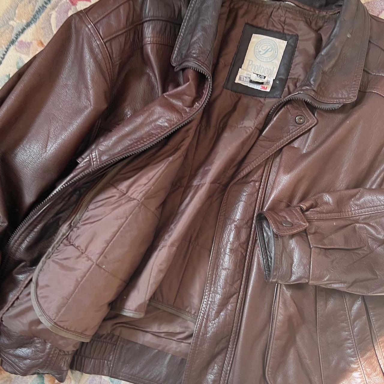 Brown leather bomber jacket (XL)