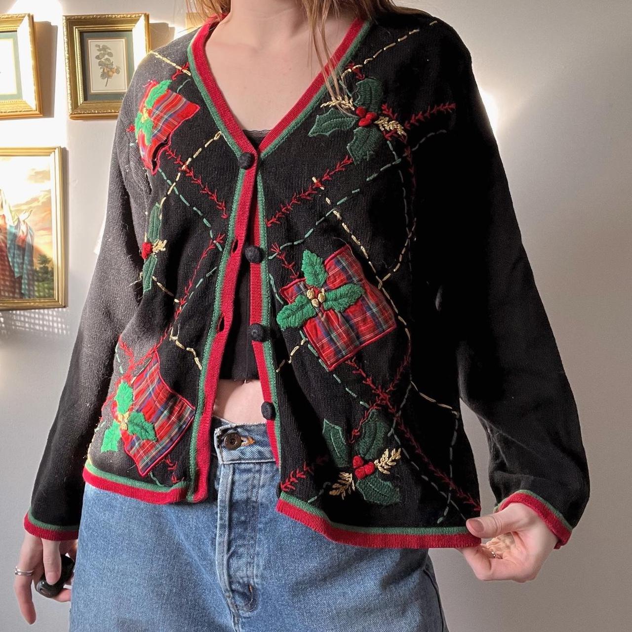 Cottagecore Christmas knit cardigan (M)