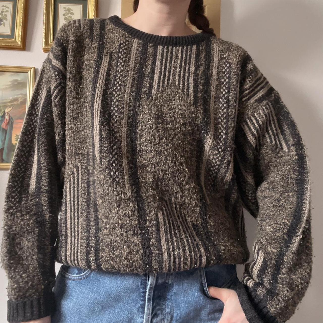 Chunky dark 80's knit sweater (L)