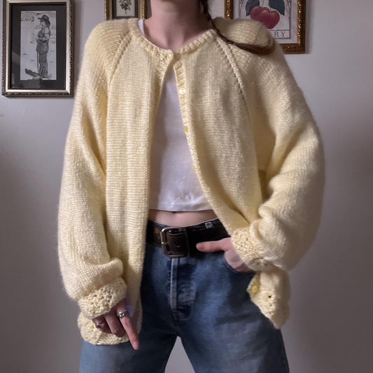 Canary yellow vintage cardigan (L)