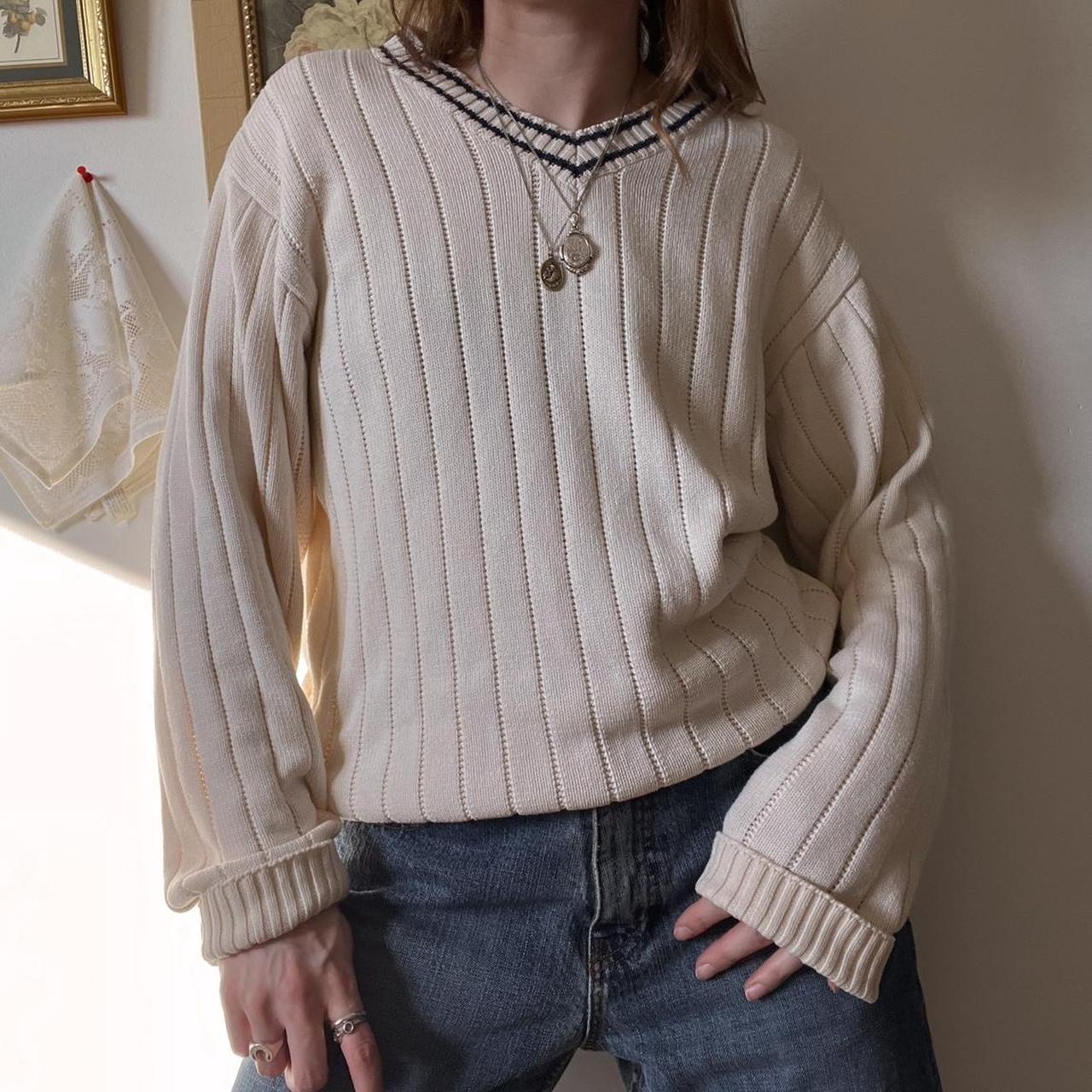 90s varsity ribbed knit sweater (S)