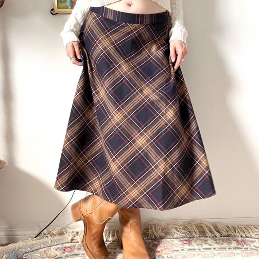 Plaid maxi skirt (L)