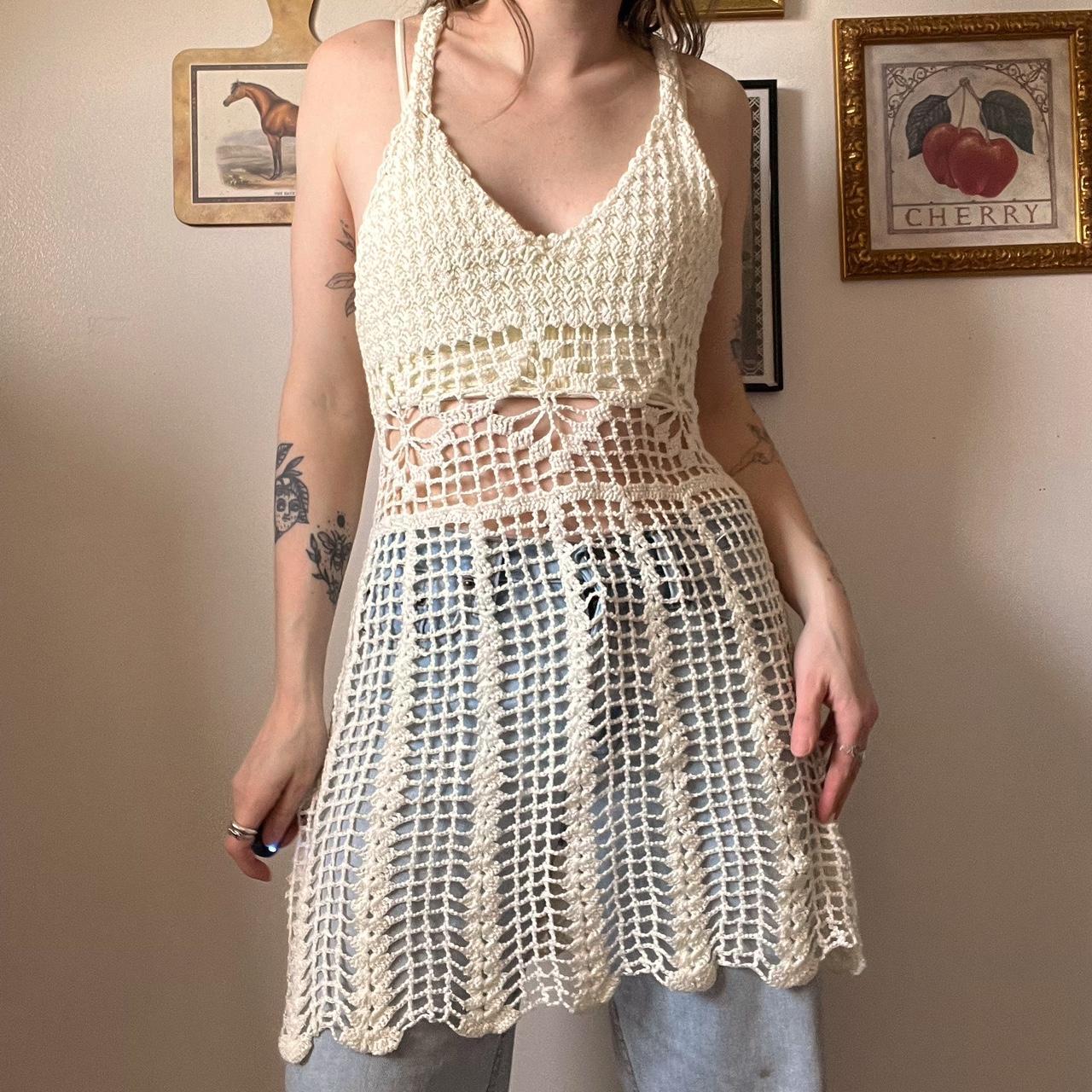 Vintage crochet mini dress (M)