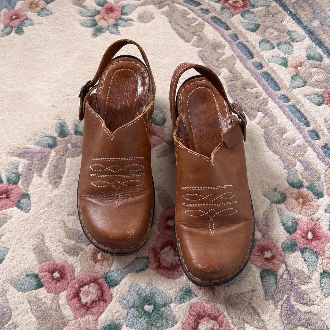 Brown leather western clogs (8)