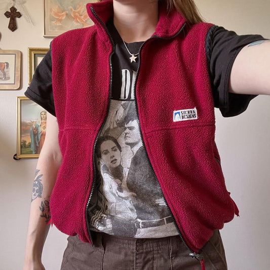 Cherry red fleece vest (S)