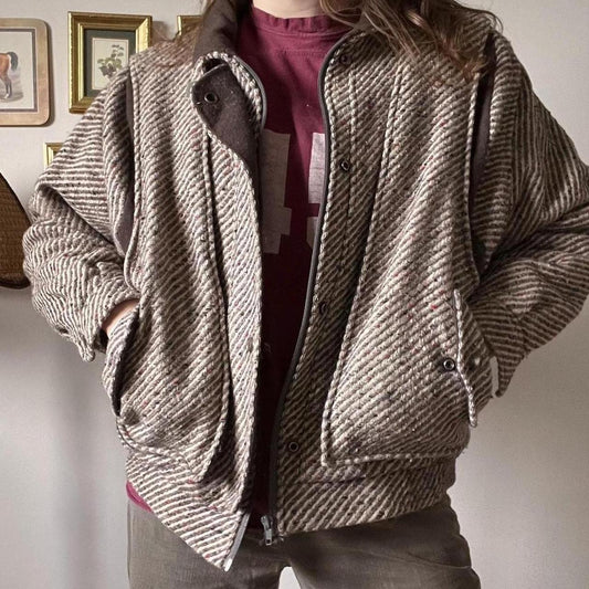 Vintage tweed wool bomber jacket (M)