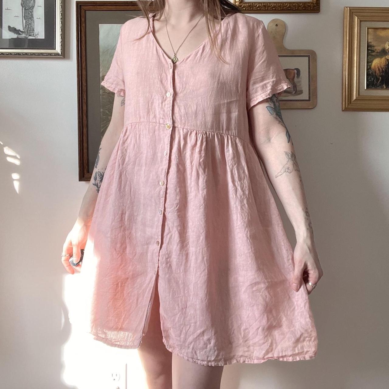 Linen babydoll mini dress (L)