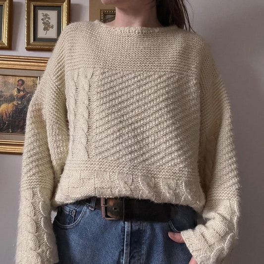 Vintage cream knit sweater (L)