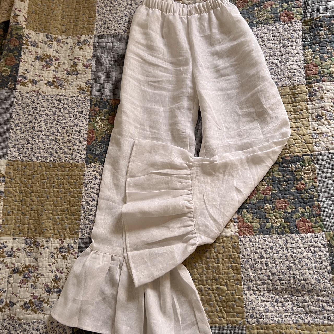 White linen bloomer pants (S)