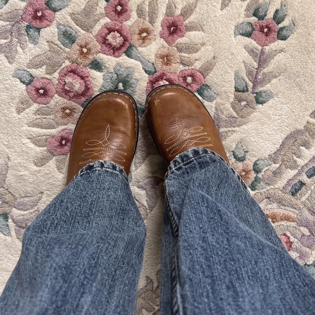 Brown leather western clogs (8)