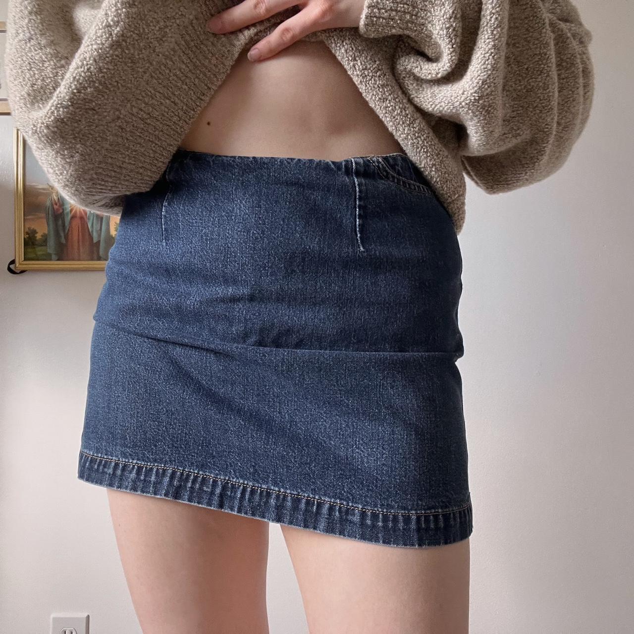 Dark denim mini skirt (S)