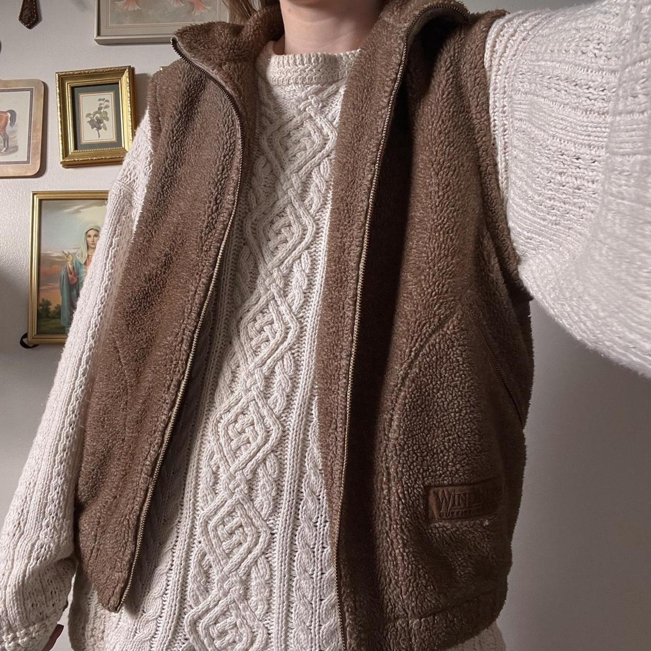 Vintage brown fleece vest (M)