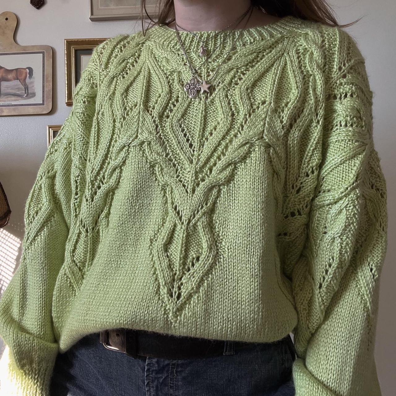 Crisp apple green chunky knit (L)