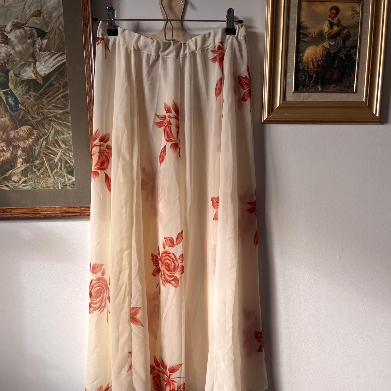 Romantic sheer rose maxi skirt (S)