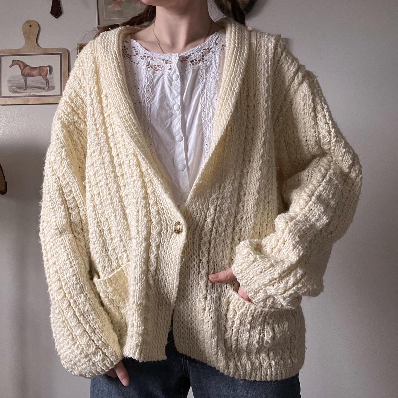 Cream chunky knit cardigan (XL)