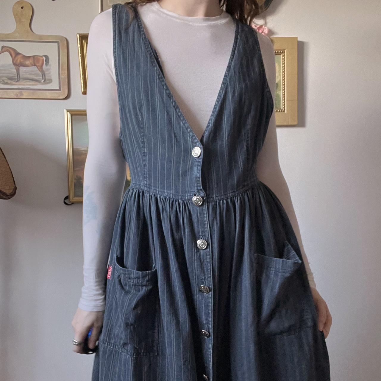 90's cottagecore denim maxi dress (M/L)