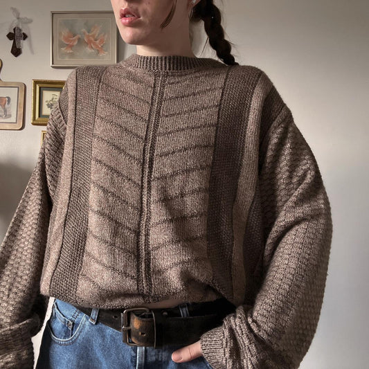 Earthy retro cabin sweater (M)