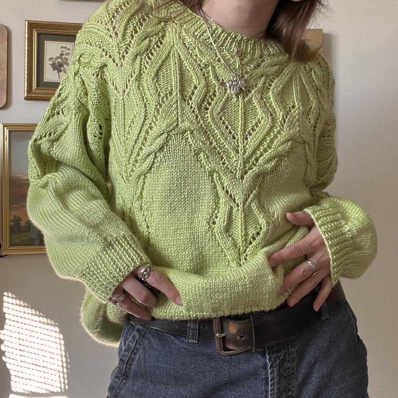 Crisp apple green chunky knit (L)