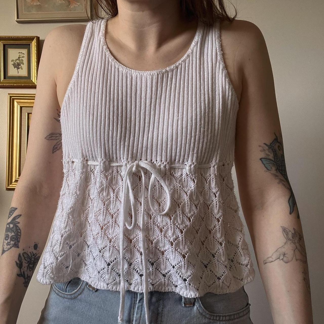 White knit babydoll tank (S)