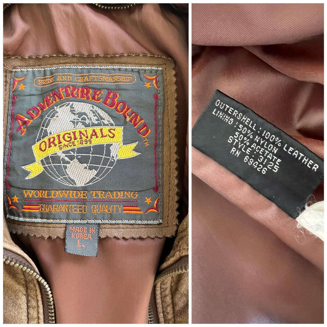 Vintage brown leather bomber jacket (L)