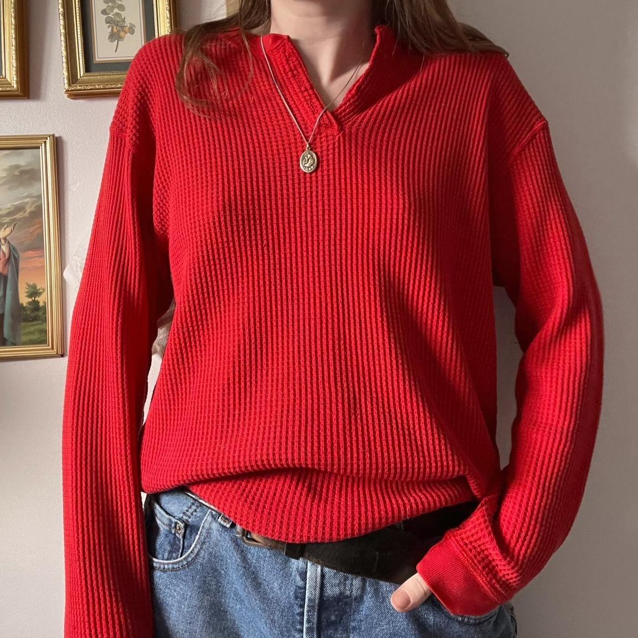 Vintage red waffle knit top (M)