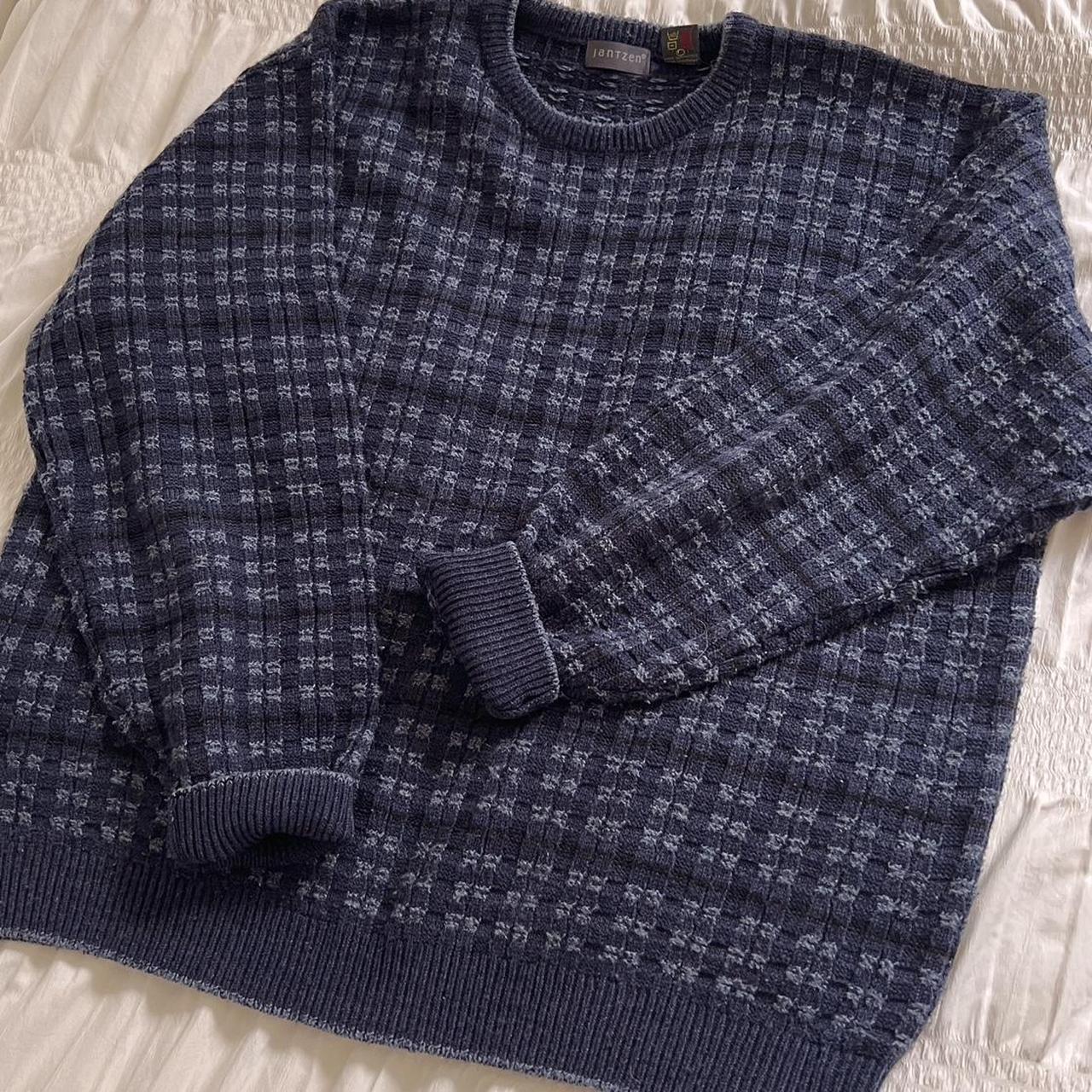 Vintage grunge blue checkered knit (L)