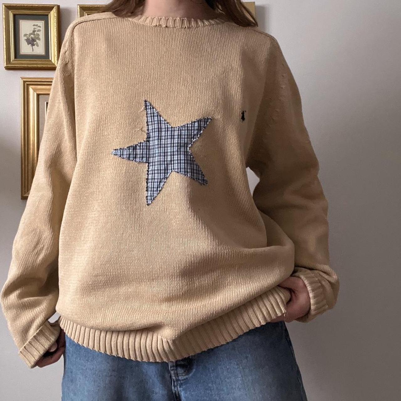 Slouchy gingham star sweater (L)