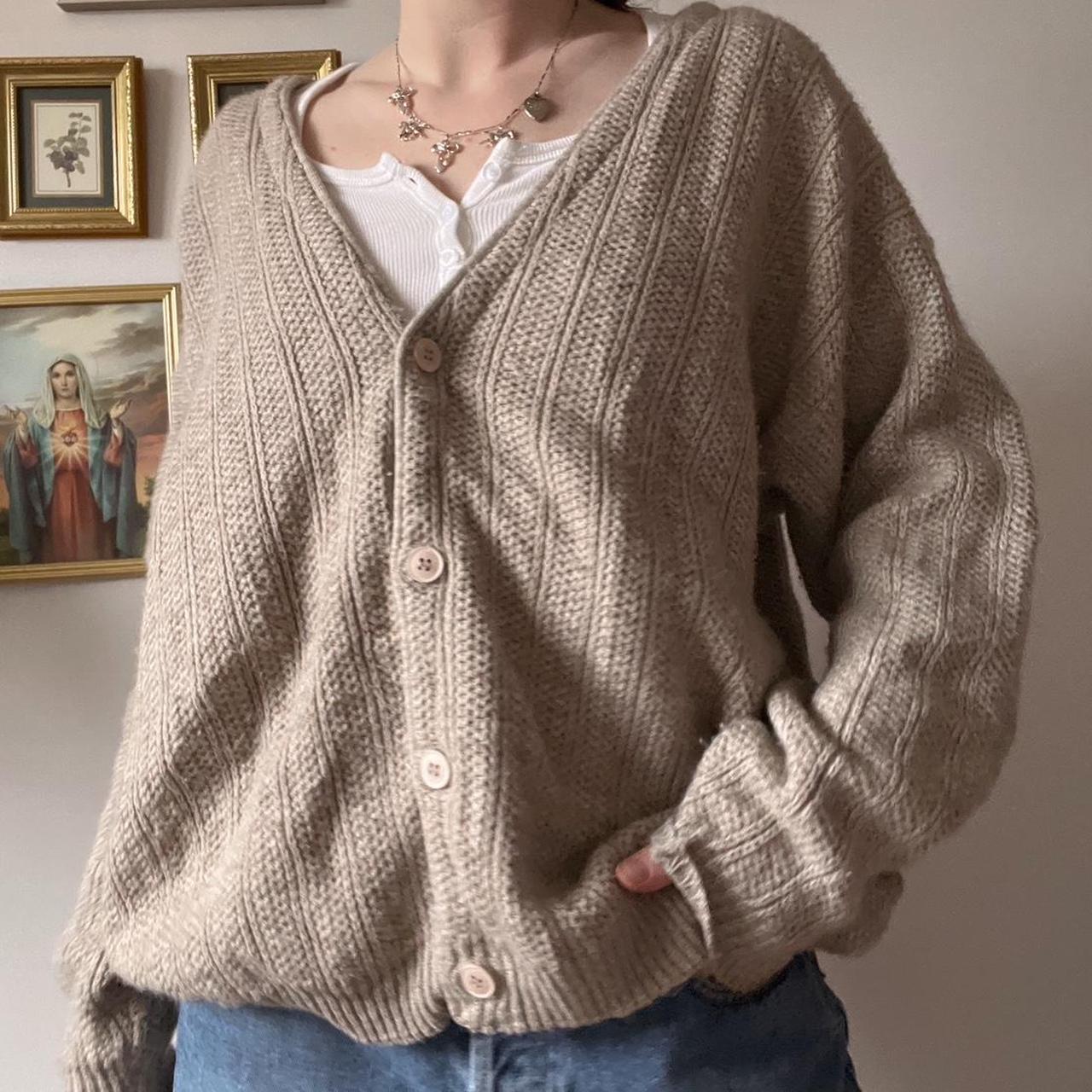 Slouchy oatmeal knit cardigan (L)