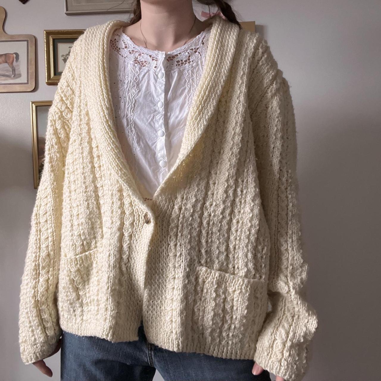 Cream chunky knit cardigan (XL)