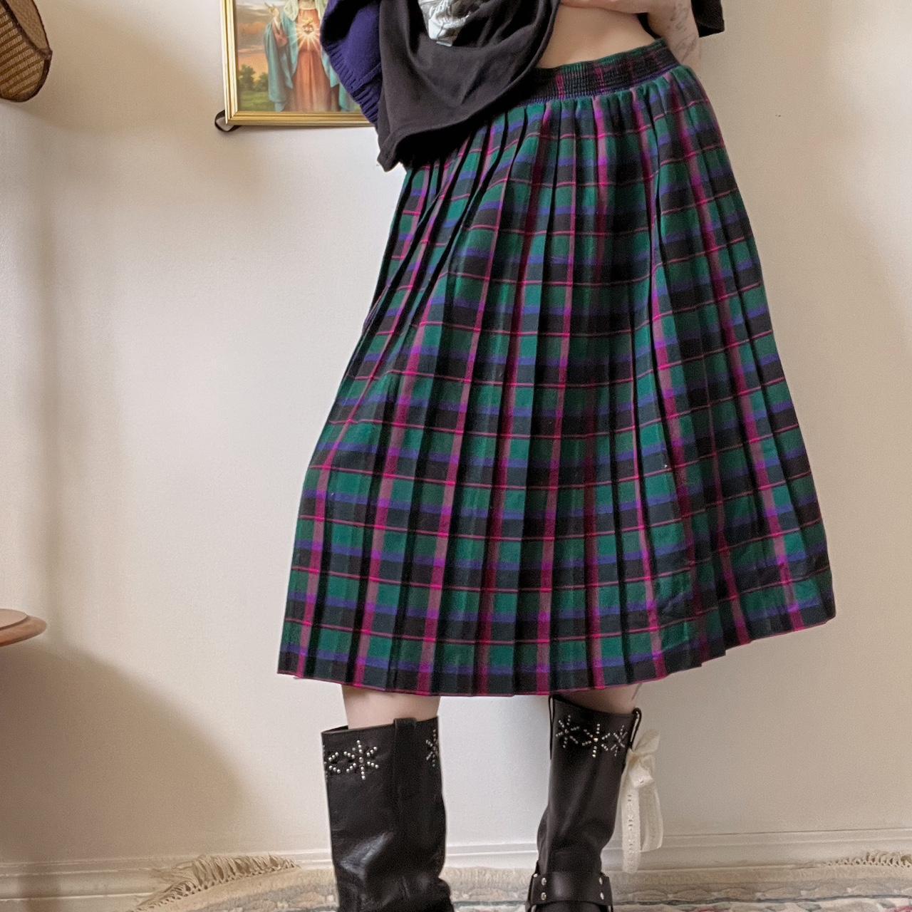 Vintage 80s pleated checkered skirt (M/L)