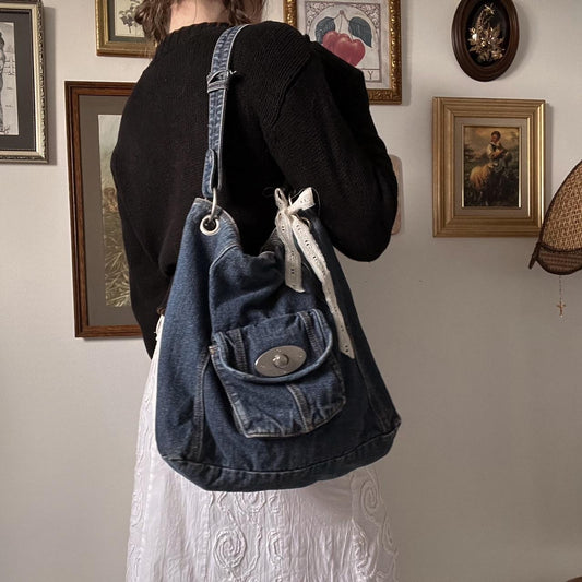 Vintage denim tote bag