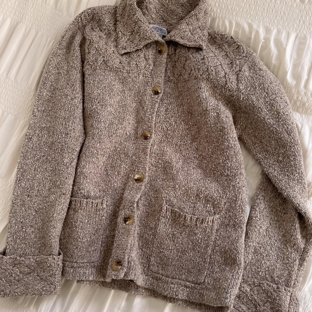 Fawn brown knit cardigan (M)