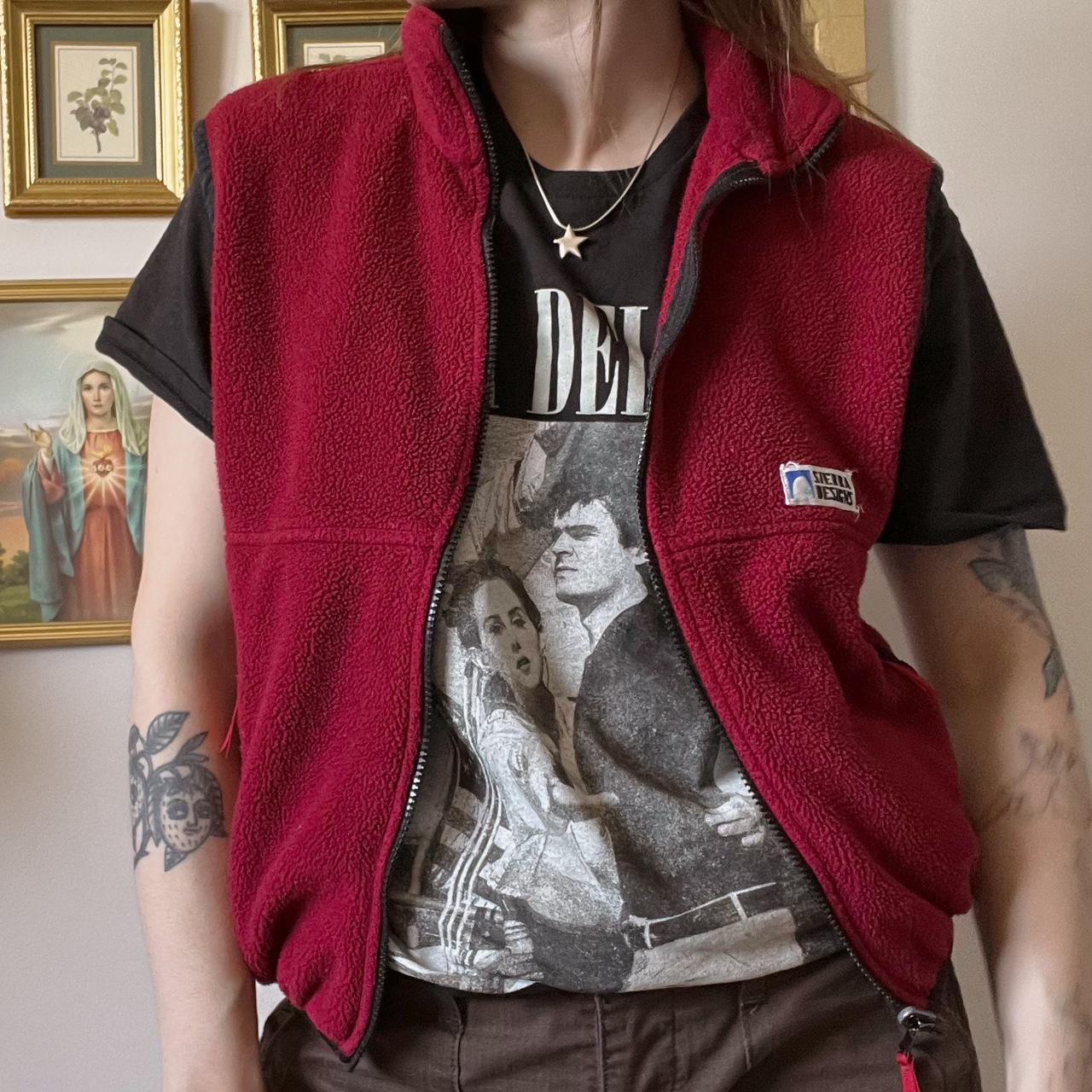 Cherry red fleece vest (S)