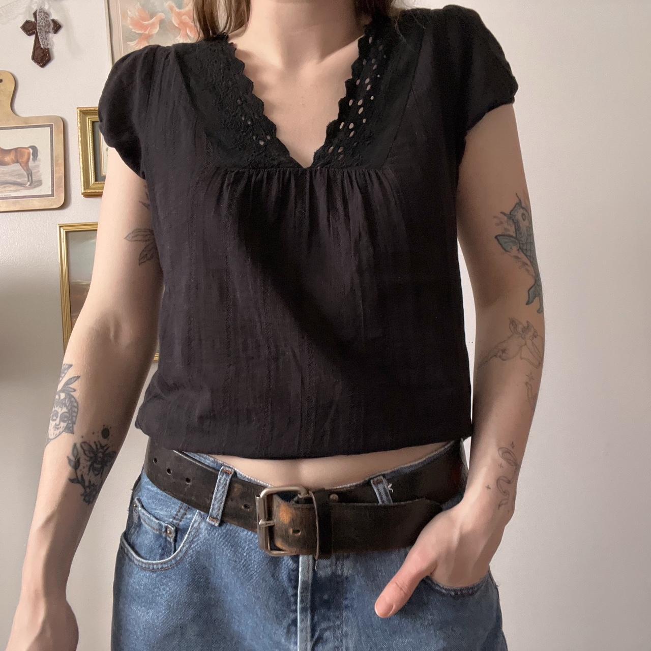 Cotton lace black top (S/M)