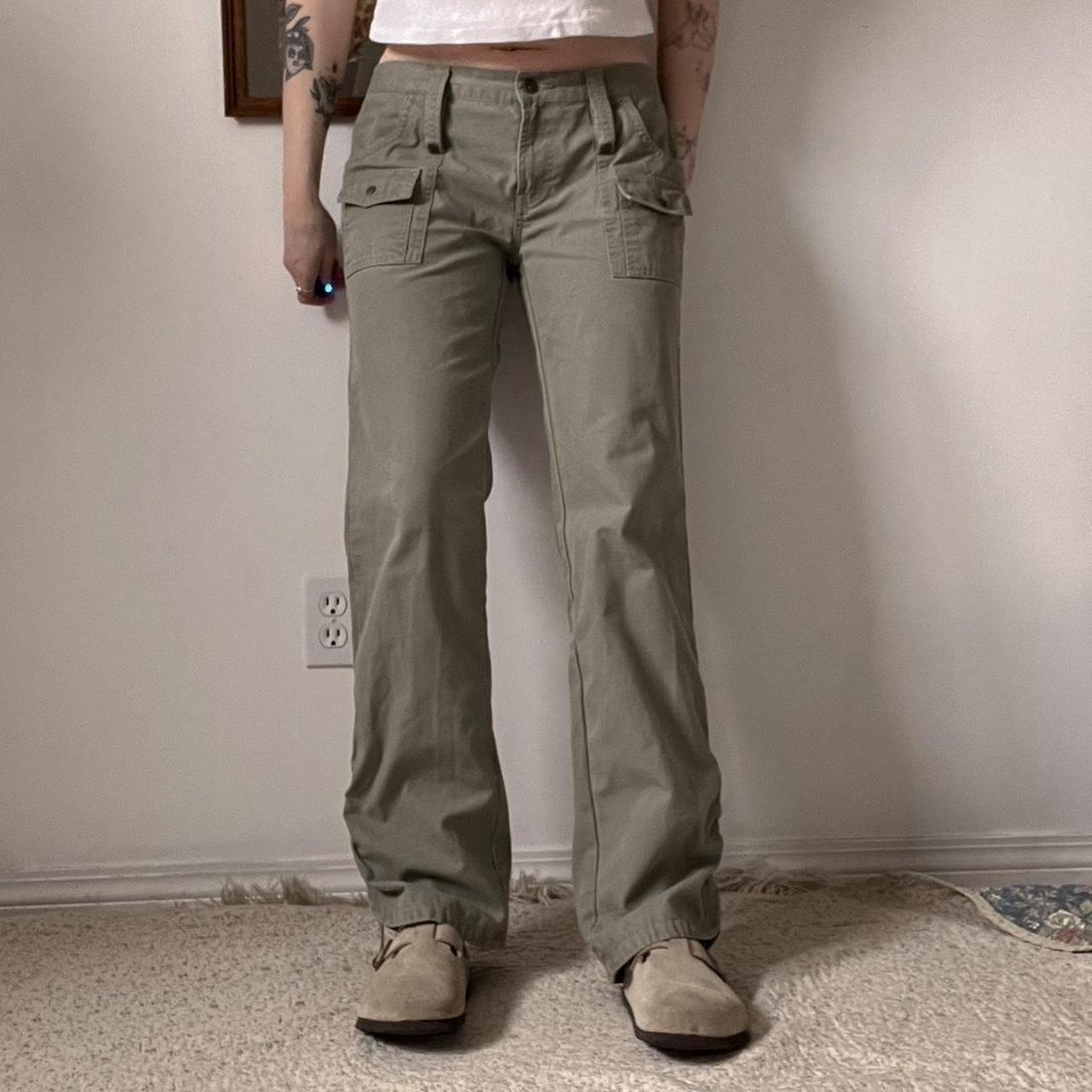 Sage green low rise pants (S)