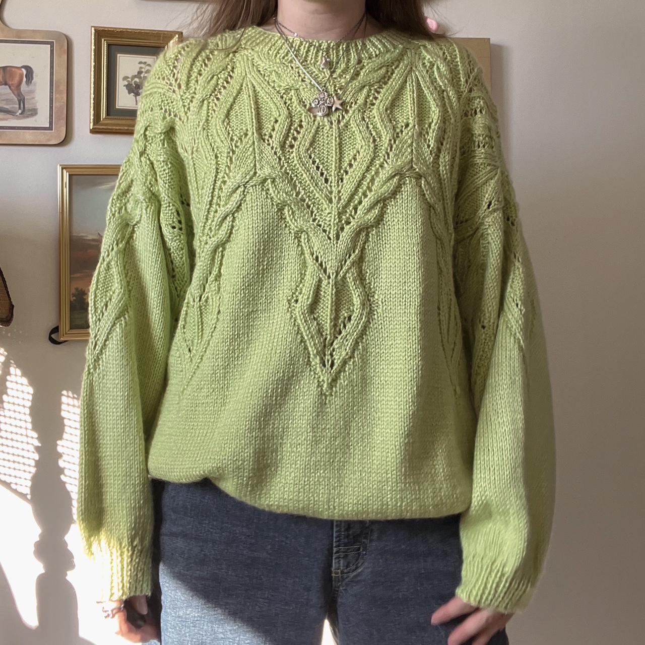 Crisp apple green chunky knit (L)