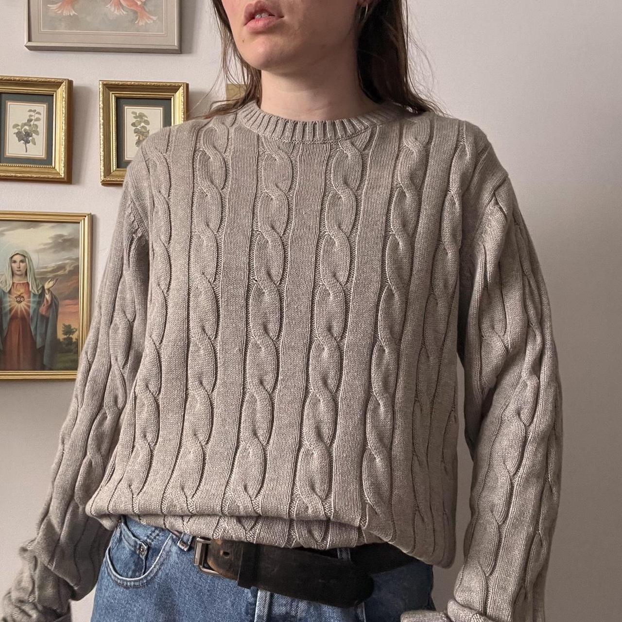 Cloud grey cable knit sweater (M)