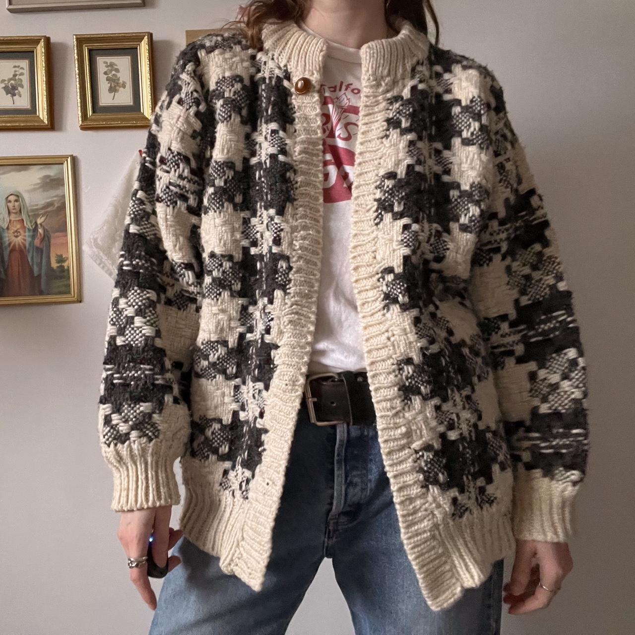 Chunky wool checkered knit (M/L)