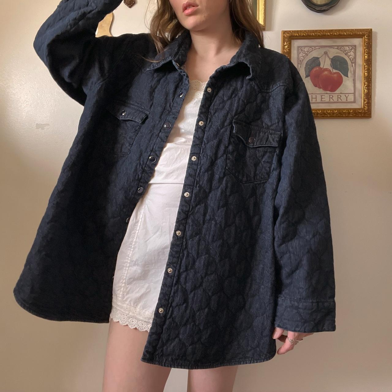 Quilted floral lined denim jacket (XL)