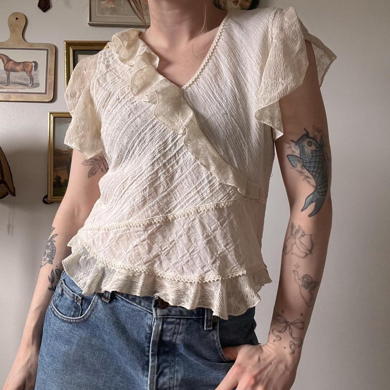 Vintage cottagecore ruffle blouse (S)