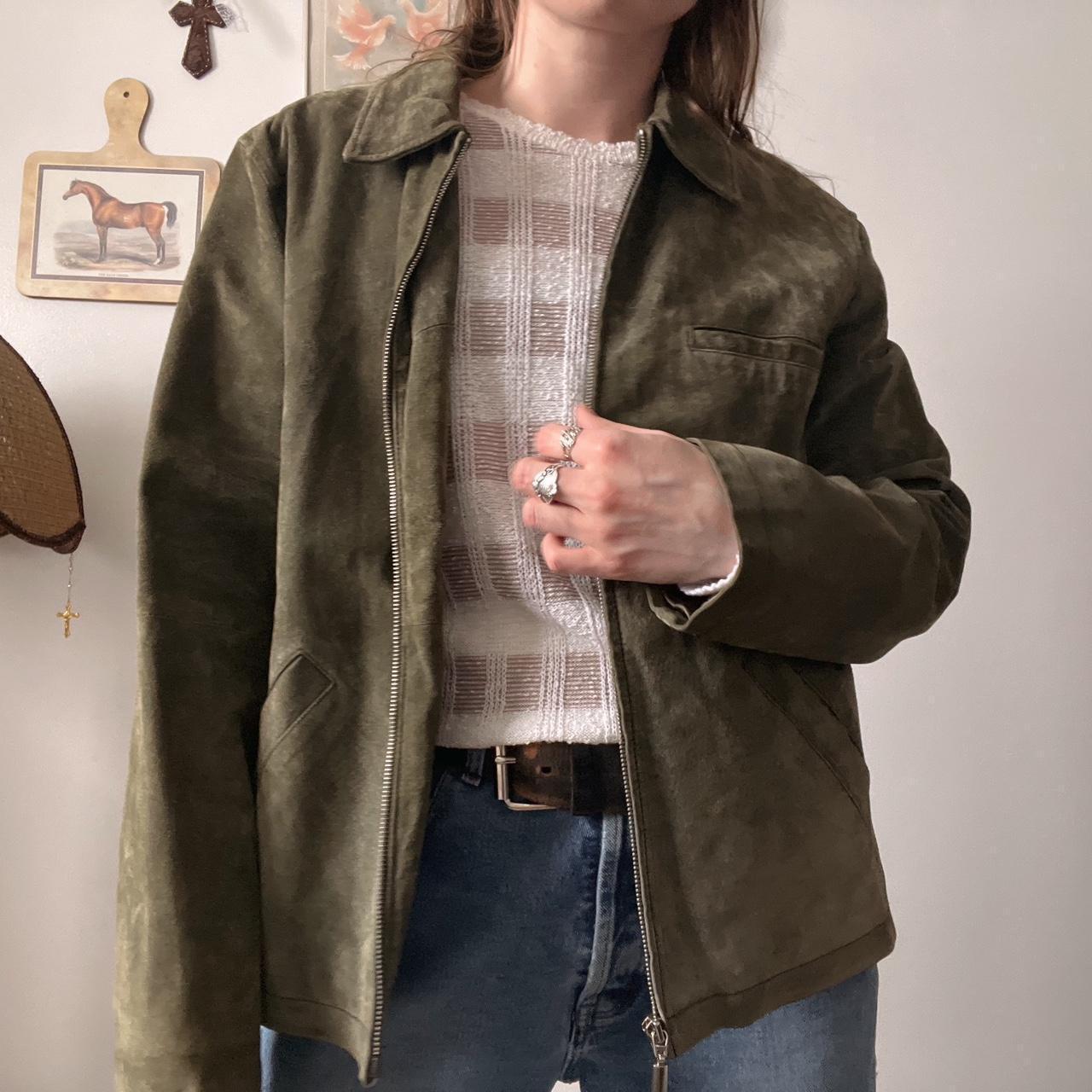 Green suede leather jacket (M)